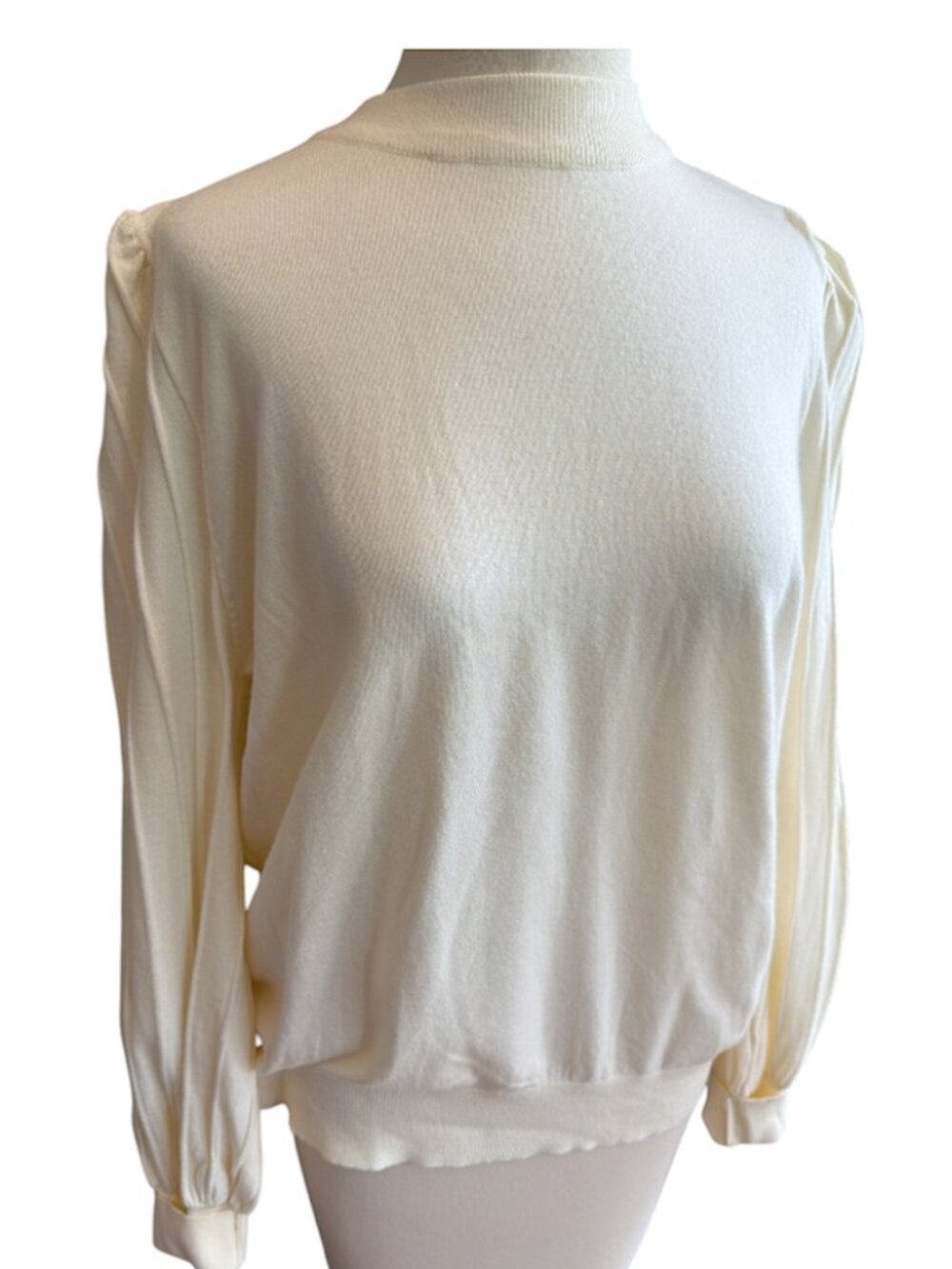 &Merci Super Soft Cream Ribbed Long Sleeve Sweater